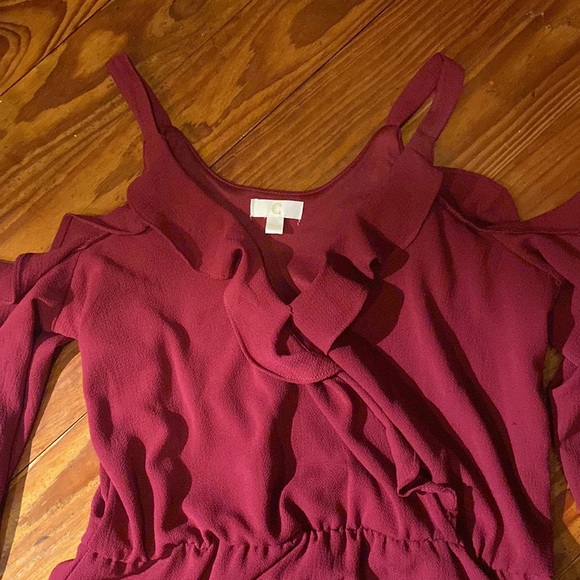 “C” women’s mini dress size small long sleeve sexy shoulders exposed - Picture 2 of 4